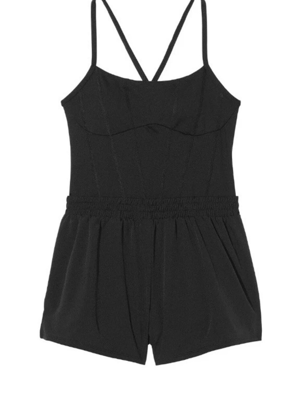 NWT Victoria's Secret PINK Ultimate Runsie Black Athletic Romper Large
